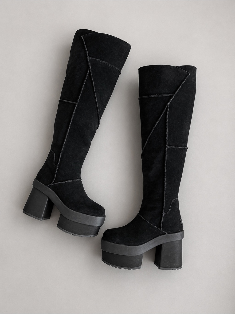 UGG New Heights Platform Xtra Over-the-Knee Black Boots
